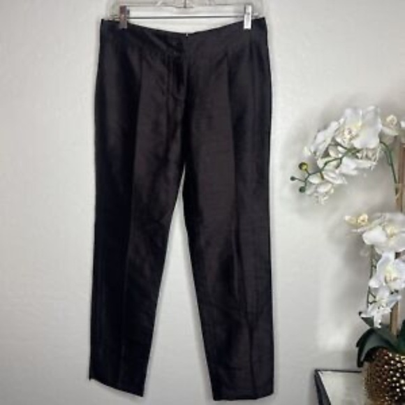 Vintage Dolce & Gabbana 100% Silk Ankle Pants In Brown Size 38 - Picture 1 of 4